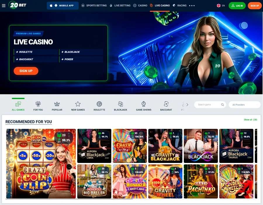 20Bet live casino