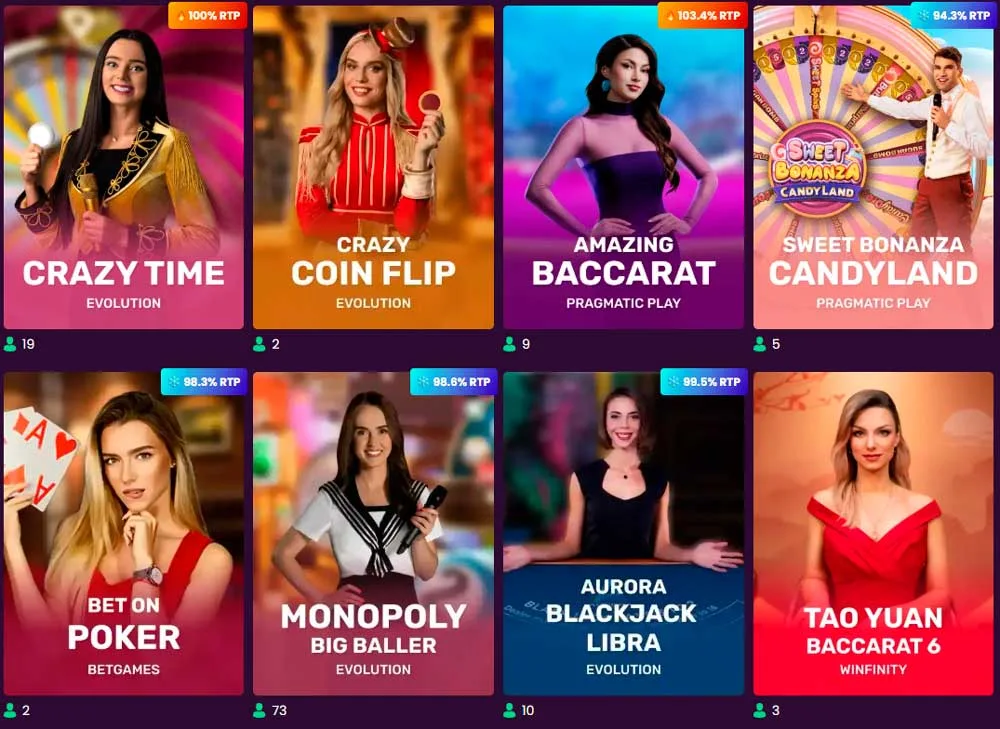 Bizzo Casino live games
