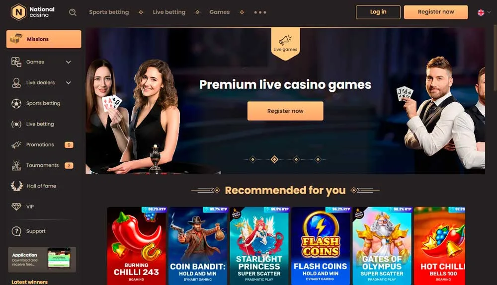 National Casino main page