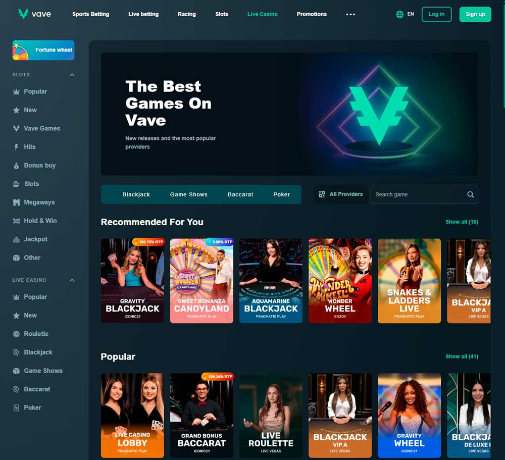 Vave live casino