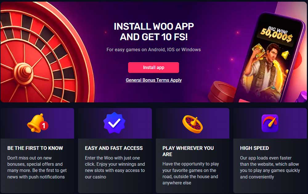 Woo Casino mobile app